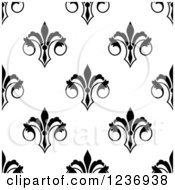 Clipart Of A Seamless Black And White Fleur De Lis Background Pattern 7 Royalty Free Vector Illustration
