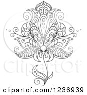 Clipart Of A Black And White Henna Flower 16 Royalty Free Vector Illustration