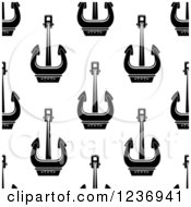 Clipart Of A Seamless Background Pattern Of Black And White Anchors 2 Royalty Free Vector Illustration