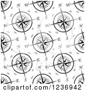 Seamless Background Pattern Of Black And White Compass Roses
