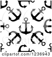 Clipart Of A Seamless Background Pattern Of Black And White Anchors 3 Royalty Free Vector Illustration