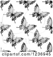 Poster, Art Print Of Seamless Black And White Butterfly Background Pattern 3