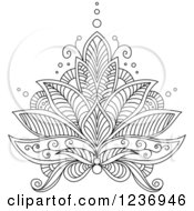 Poster, Art Print Of Black And White Henna Lotus Flower 6