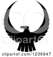 Clipart Of A Black And White Eagle Falcon Or Hawk 2 Royalty Free Vector Illustration