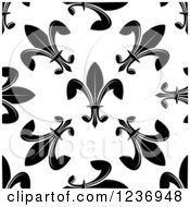 Clipart Of A Seamless Black And White Fleur De Lis Background Pattern 6 Royalty Free Vector Illustration