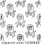 Clipart Of A Seamless Background Pattern Of Black And White Germs Royalty Free Vector Illustration