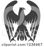 Clipart Of A Gray Eagle With Outstretched Wings 3 Royalty Free Vector Illustration