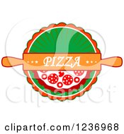 Poster, Art Print Of Rolling Pin With Pizza Text Over A Pie On Green