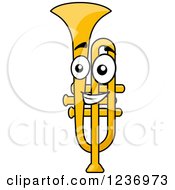 Clipart Of A Happy Cartoon Trumpet Character 2 Royalty Free Vector Illustration