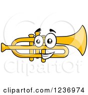 Clipart Of A Happy Cartoon Trumpet Character Royalty Free Vector Illustration