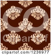 Poster, Art Print Of Seamless Maroon And Tan Damask Background Pattern