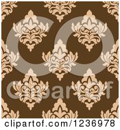 Poster, Art Print Of Seamless Brown And Tan Damask Background Pattern 3