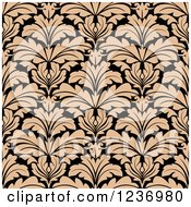 Clipart Of A Seamless Tan And Black Damask Background Pattern 2 Royalty Free Vector Illustration