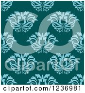 Poster, Art Print Of Seamless Turquoise And Teal Damask Background Pattern