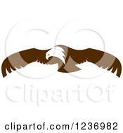Clipart Of A Flying Brown Bald Eagle Royalty Free Vector Illustration