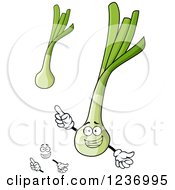 Clipart Of A Happy Leek Or Green Onion Royalty Free Vector Illustration