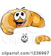 Clipart Of A Happy Croissant Royalty Free Vector Illustration