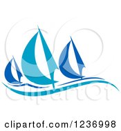 Poster, Art Print Of Regatta Sailboats In Blue