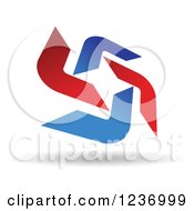Clipart Of A Red And Blue Floating Windmill 2 Royalty Free Vector Illustration