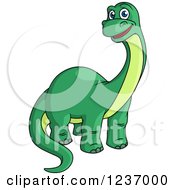 Poster, Art Print Of Cute Happy Green Apatosaurus Dinosaur