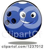 Clipart Of A Tough Blue Bowling Ball Character Royalty Free Vector Illustration