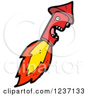 Clipart Of A Happy Red Rocket Royalty Free Vector Illustration by lineartestpilot