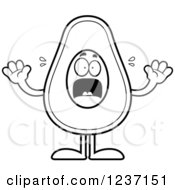 Clipart Of A Black And White Screaming Scared Avocado Character Royalty Free Vector Illustration by Cory Thoman