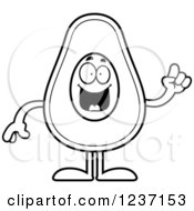 Clipart Of A Black And White Smart Avocado Character With An Idea Royalty Free Vector Illustration by Cory Thoman