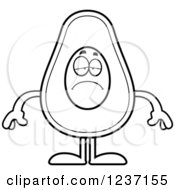 Clipart Of A Black And White Depressed Avocado Character Royalty Free Vector Illustration by Cory Thoman