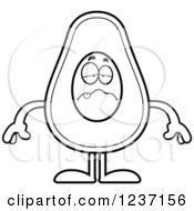 Clipart Of A Black And White Sick Avocado Character Royalty Free Vector Illustration by Cory Thoman