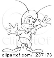 Outlined Happy Cricket Holding His Arms Up