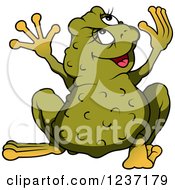 Poster, Art Print Of Female Frog Looking Back And Holding Her Arms Up