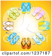 Poster, Art Print Of Shining Sun With Flip Flop Rays