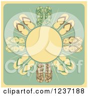 Poster, Art Print Of Retro Sun With Rays And Flip Flops