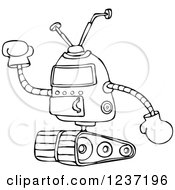 Black And White Robot Holding Up A Gloved Hand