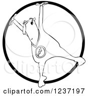 Clipart Of A Black And White Circus Acrobatic Man Using A Cyr Wheel Royalty Free Vector Illustration by djart