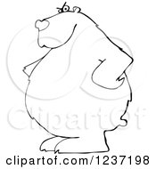 Clipart Of A Black And White Bear With His Hands On His Hips Royalty Free Vector Illustration