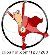 Clipart Of A Circus Acrobatic Man In A Cape Using A Cyr Wheel Royalty Free Vector Illustration by djart