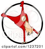 Circus Acrobatic Man Spinning Upside Down In A Cyr Wheel