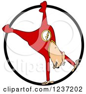 Clipart Of A Circus Acrobatic Man Upside Down In A Cyr Wheel Royalty Free Vector Illustration