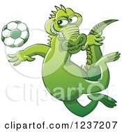 Poster, Art Print Of Crocodile Kicking A Soccer Ball