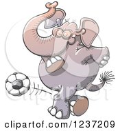 Poster, Art Print Of Elephant Kicking A Soccer Ball