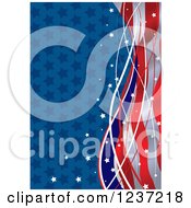 Clipart Of A Patriotic American Star And Stripes Wave Background Royalty Free Vector Illustration