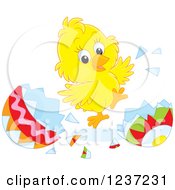 Poster, Art Print Of Happy Easter Chick Jumping And Hatching Grom An Egg