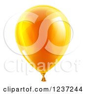 Clipart Of A 3d Reflective Orange Party Balloon Royalty Free Vector Illustration