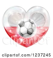 3d Polish Flag Heart And Soccer Ball