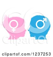 Poster, Art Print Of Male And Female Sex Gender Symbol Faces In Profile