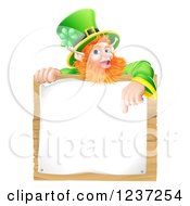 Poster, Art Print Of St Patricks Day Leprechaun Pointing Down To A Notice On A Wooden Sign