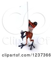 Clipart Of A 3d Red Springer Frog Holding Up A Sign 2 Royalty Free Illustration