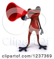 3d Red Springer Frog Announcing With A Megaphone